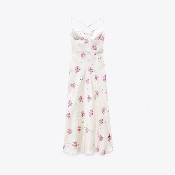 Satin Like Wedding Floral Boho Midi Dress - Picture 7 of 11